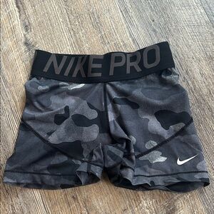Nike Pro Black and Gray Camo Shorts